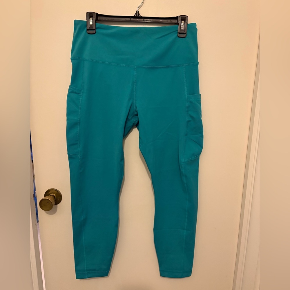90 Degree By Reflex Teal Womens Active Leggings with Side Pockets
